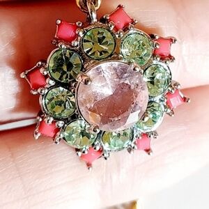 Vintage Juicy couture Y2K pink & green crystal necklace